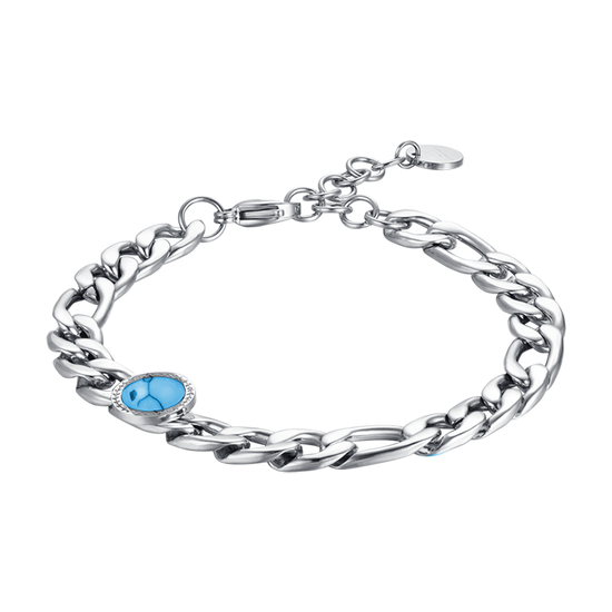 MAN'S BRACELET IN STEEL WITH TURQUOISE STONE Luca Barra