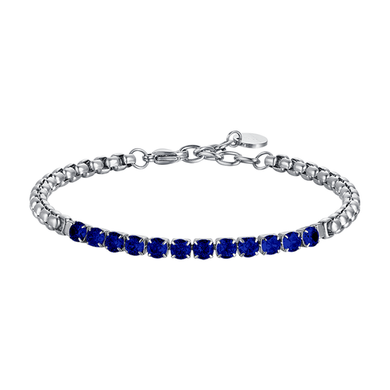 STEEL MEN'S BRACELET WITH BLUE CRYSTALS