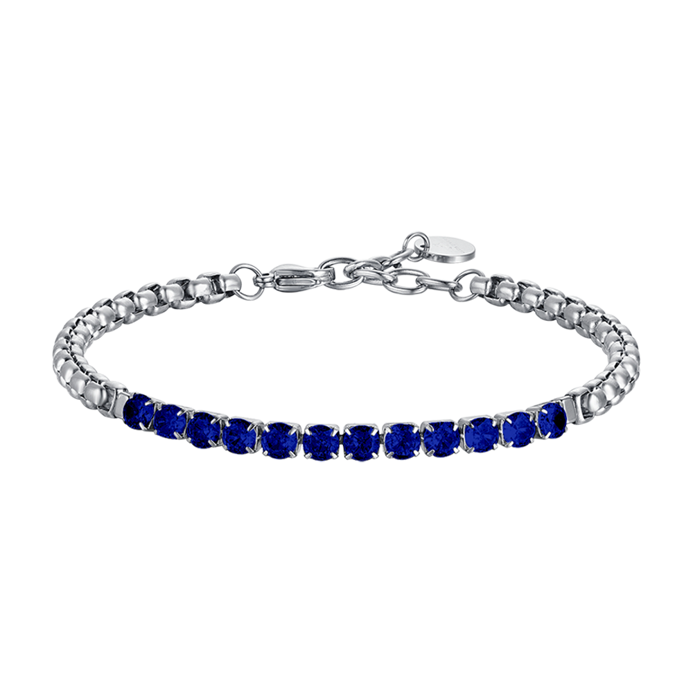 STEEL MEN'S BRACELET WITH BLUE CRYSTALS