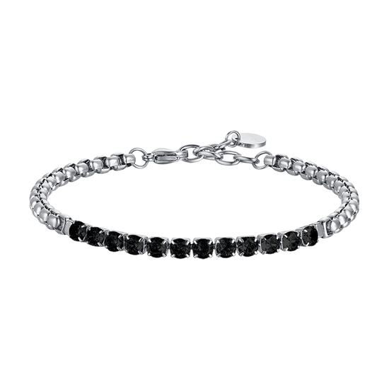 STEEL MEN'S BRACELET WITH BLACK CRYSTALS