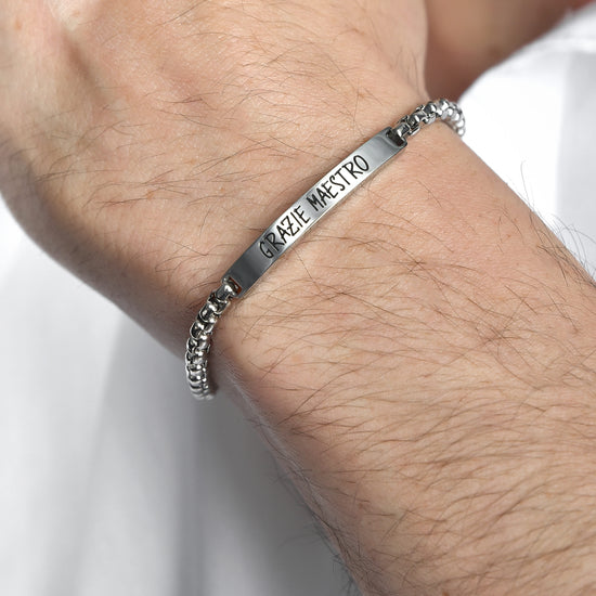 MAN'S STEEL BRACELET THANK YOU MAESTRO WITH PLATE Luca Barra