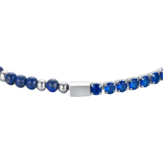 STEEL MEN'S BRACELET WITH BLUE CRYSTALS AND BLUE STONES