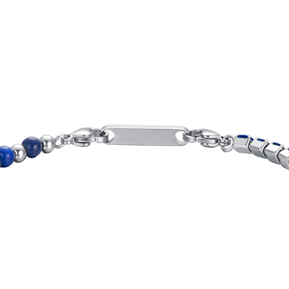 STEEL MEN'S BRACELET WITH BLUE CRYSTALS AND BLUE STONES