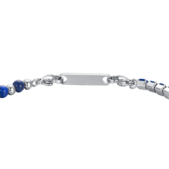 STEEL MEN'S BRACELET WITH BLUE CRYSTALS AND BLUE STONES