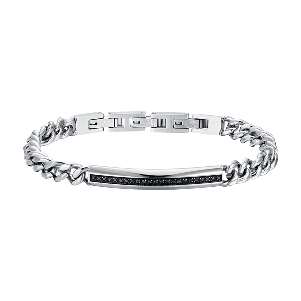 MEN'S STEEL BRACELET WITH ELEMENT WITH BLACK CRYSTALS Luca Barra