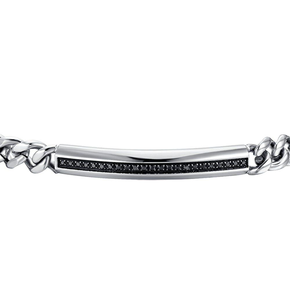 MEN'S STEEL BRACELET WITH ELEMENT WITH BLACK CRYSTALS Luca Barra