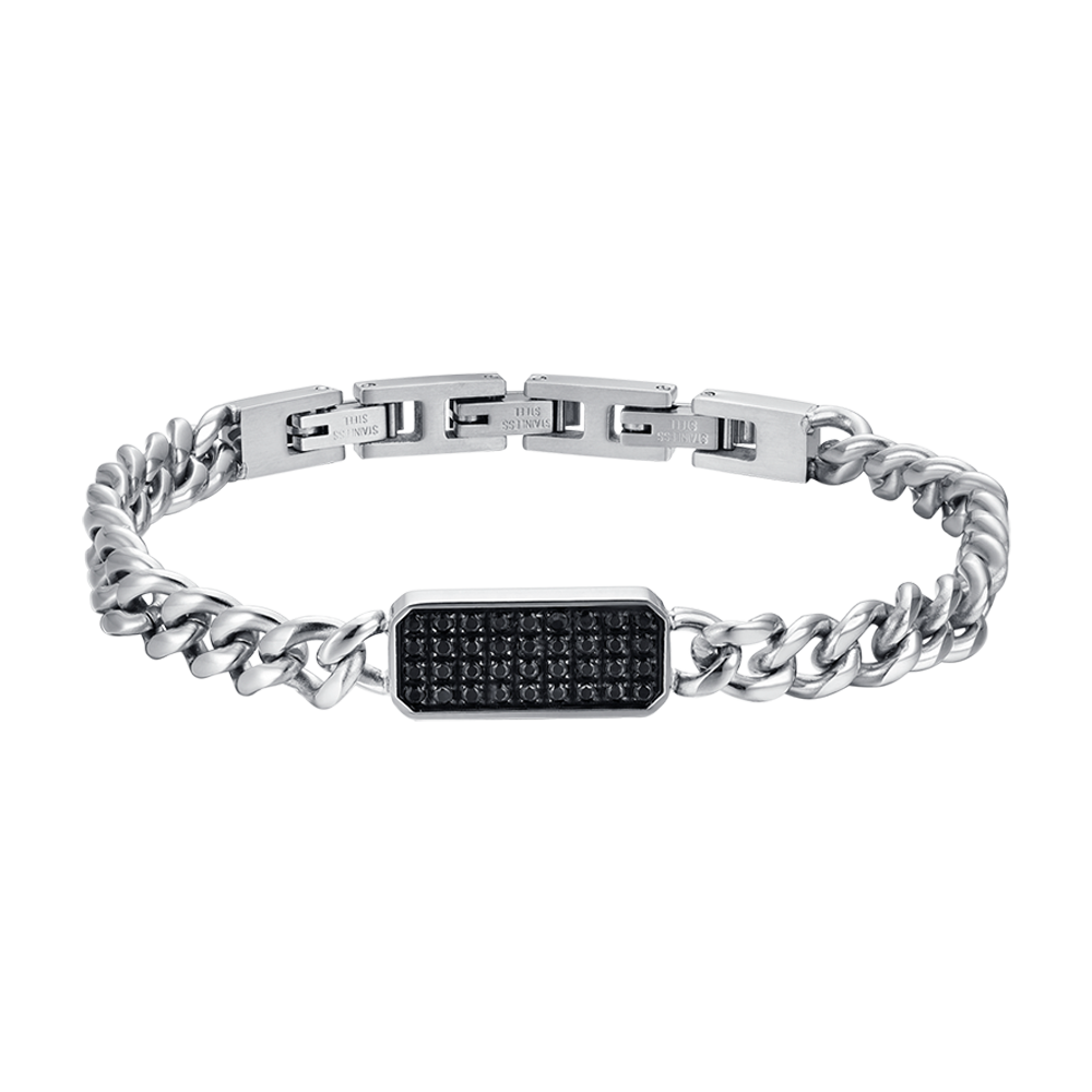 MEN'S STEEL BRACELET WITH ELEMENT WITH BLACK CRYSTALS Luca Barra