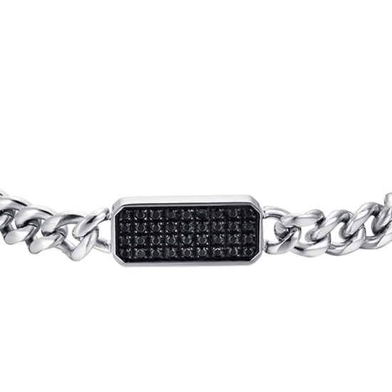 STEEL MEN'S BRACELET WITH BLACK CRYSTAL ELEMENT