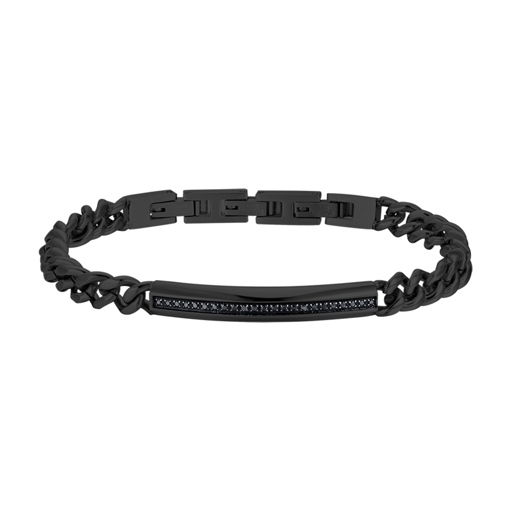 BLACK IP STEEL MEN'S BRACELET WITH ELEMENT WITH BLACK CRYSTALS Luca Barra