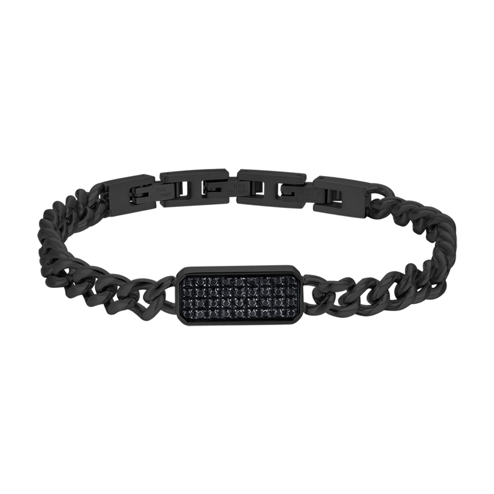 BLACK IP STEEL MEN'S BRACELET WITH BLACK CRYSTAL ELEMENT