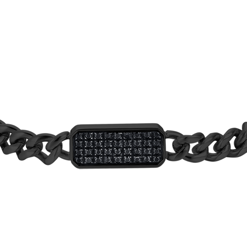 BLACK IP STEEL MEN'S BRACELET WITH BLACK CRYSTAL ELEMENT