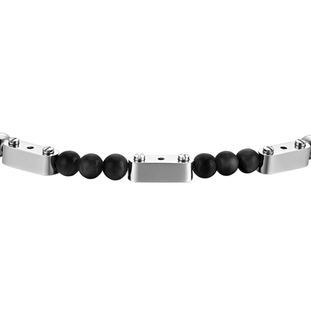 MAN'S BRACELET IN STEEL WITH BLACK STONES Luca Barra