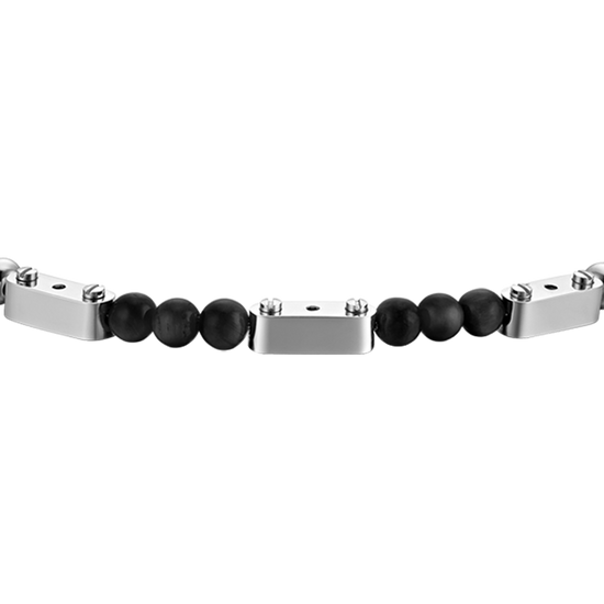 MAN'S BRACELET IN STEEL WITH BLACK STONES Luca Barra