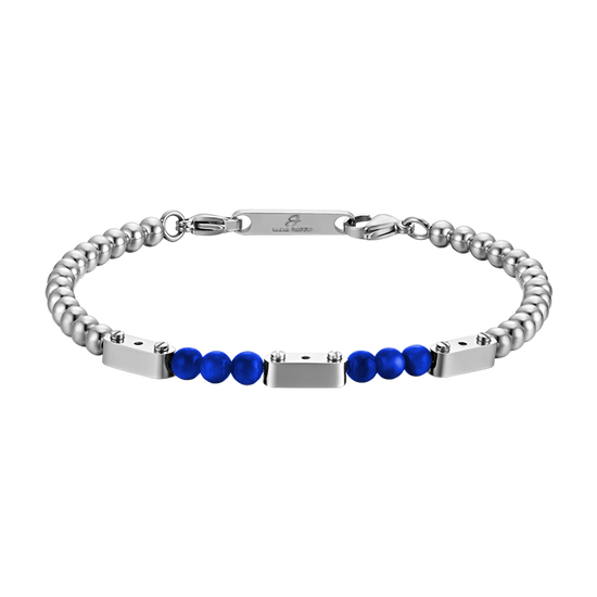 STEEL MEN'S BRACELET WITH LAPIS STONES