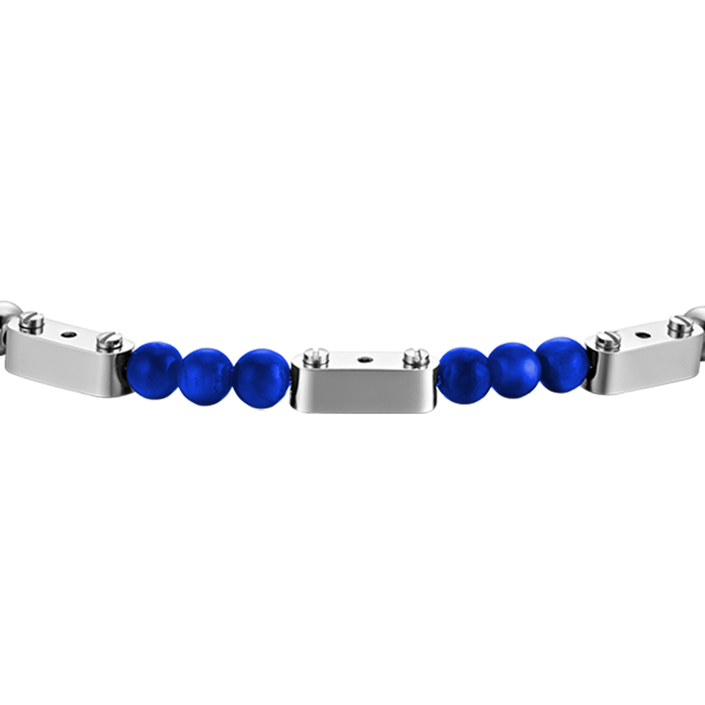 STEEL MEN'S BRACELET WITH LAPIS STONES