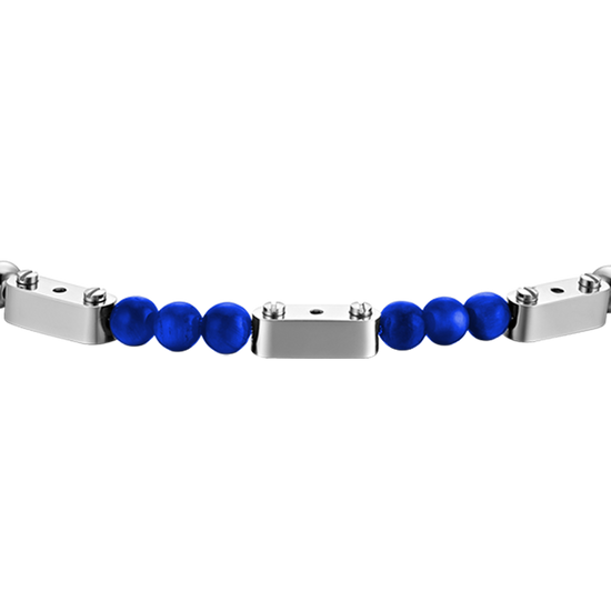 STEEL MEN'S BRACELET WITH LAPIS STONES