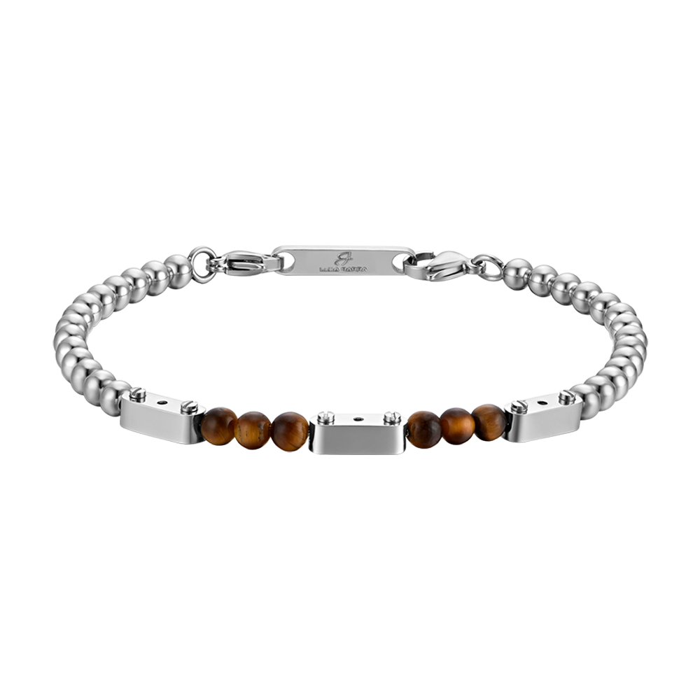 STEEL MEN'S BRACELET WITH TIGER EYE STONES