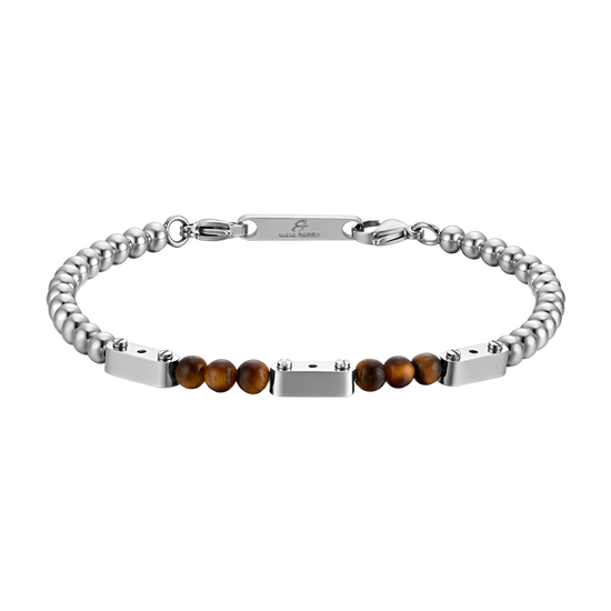 STEEL MEN'S BRACELET WITH TIGER EYE STONES