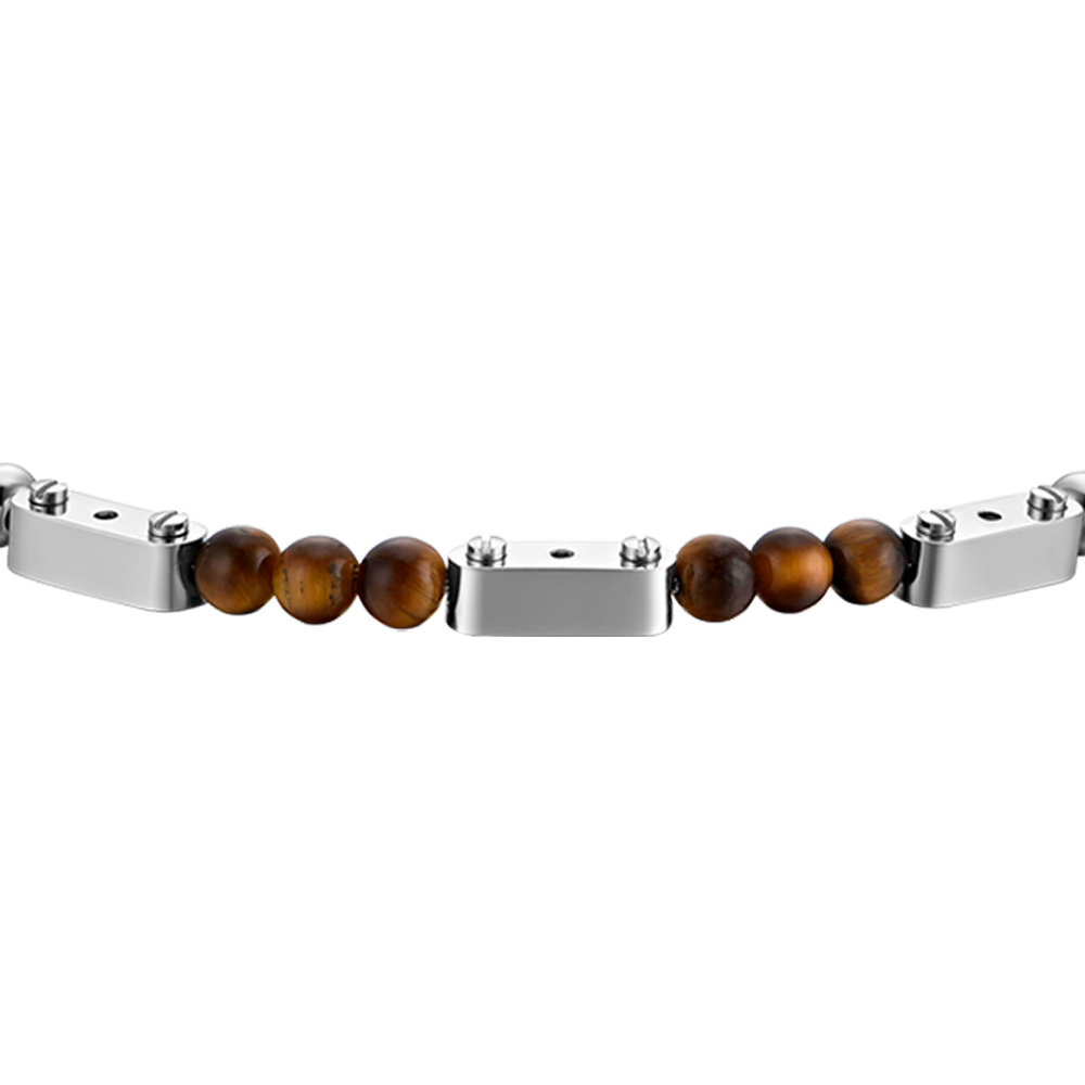 STEEL MEN'S BRACELET WITH TIGER EYE STONES