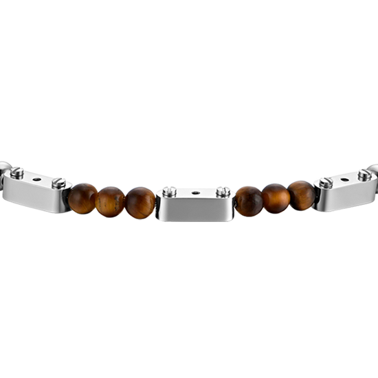 STEEL MEN'S BRACELET WITH TIGER EYE STONES