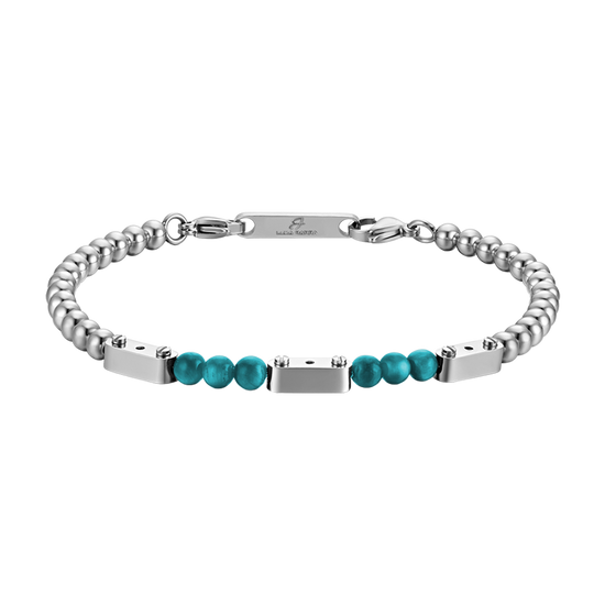 STEEL MEN'S BRACELET WITH TURQUOISE STONES