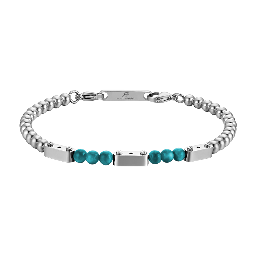 STEEL MEN'S BRACELET WITH TURQUOISE STONES