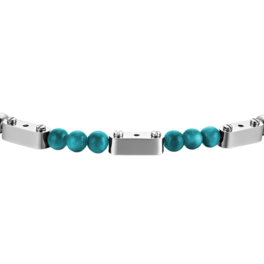 STEEL MEN'S BRACELET WITH TURQUOISE STONES