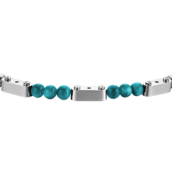 STEEL MEN'S BRACELET WITH TURQUOISE STONES