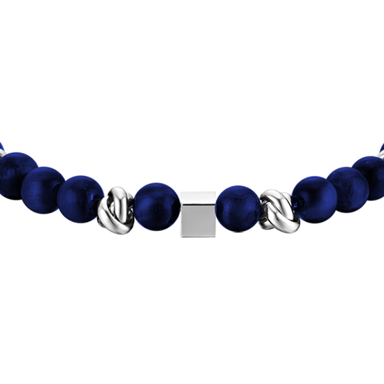 STEEL MEN'S BRACELET WITH BLUE STONES AND STEEL ELEMENTS