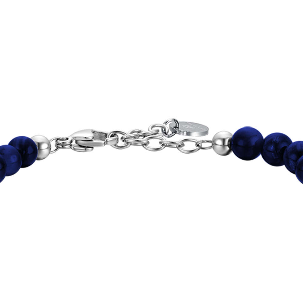 STEEL MEN'S BRACELET WITH BLUE STONES AND STEEL ELEMENTS