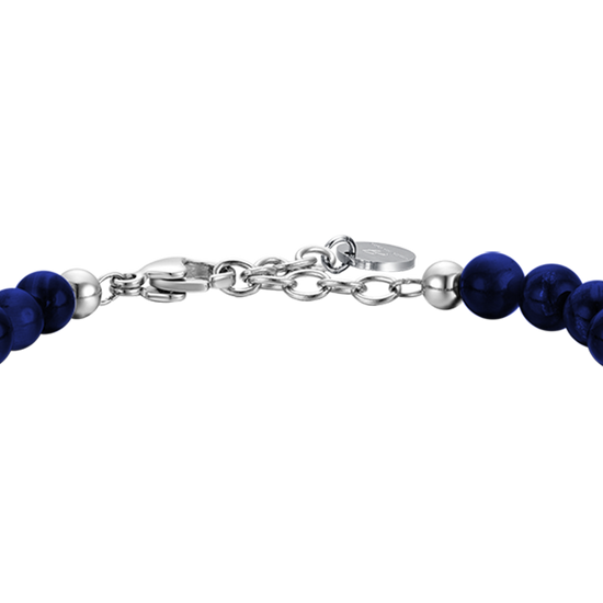 STEEL MEN'S BRACELET WITH BLUE STONES AND STEEL ELEMENTS