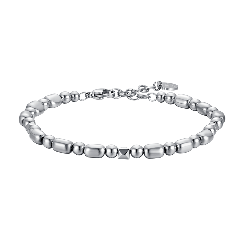 MEN'S STEEL BRACELET WITH SILVER HEMATITE