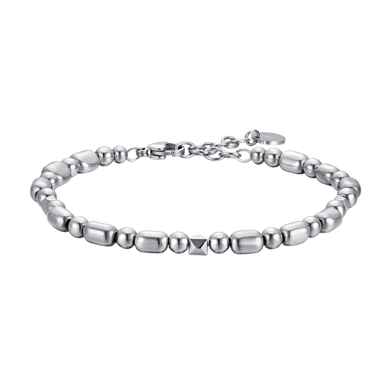 MEN'S STEEL BRACELET WITH SILVER HEMATITE