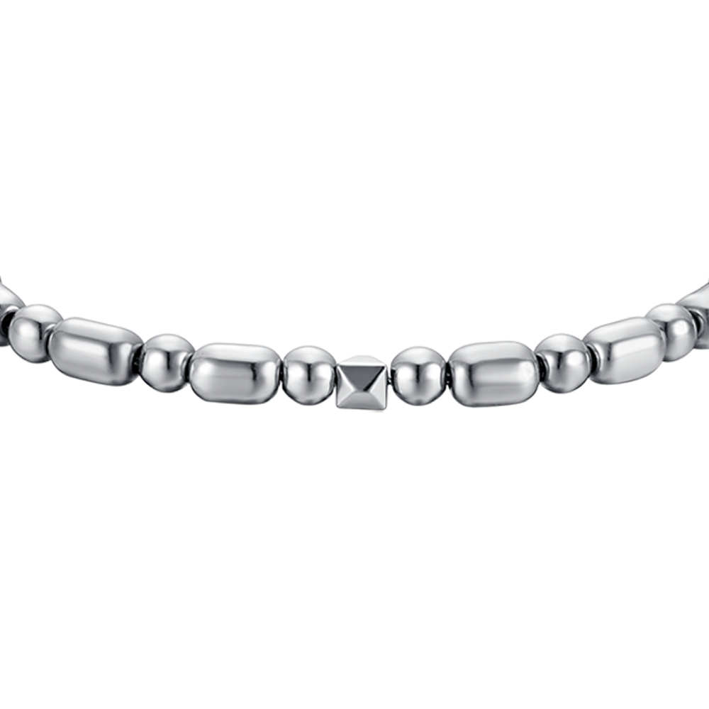 MEN'S STEEL BRACELET WITH SILVER HEMATITE