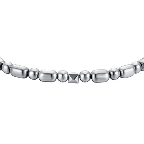 MEN'S STEEL BRACELET WITH SILVER HEMATITE