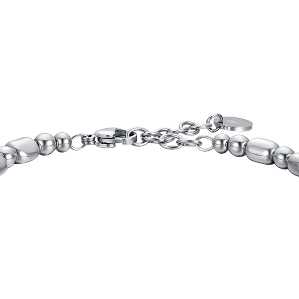 MEN'S STEEL BRACELET WITH SILVER HEMATITE