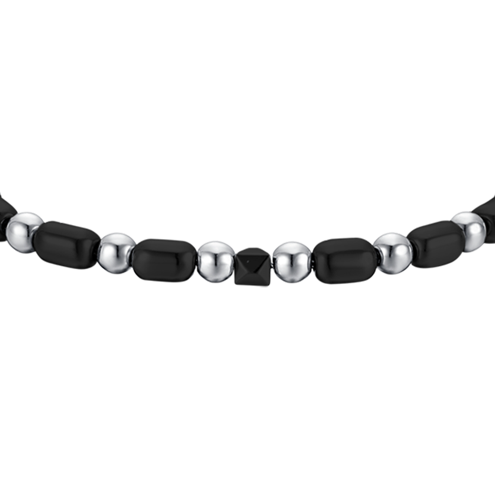 STEEL MEN'S BRACELET WITH IP GUN AND BLACK HEMATITE