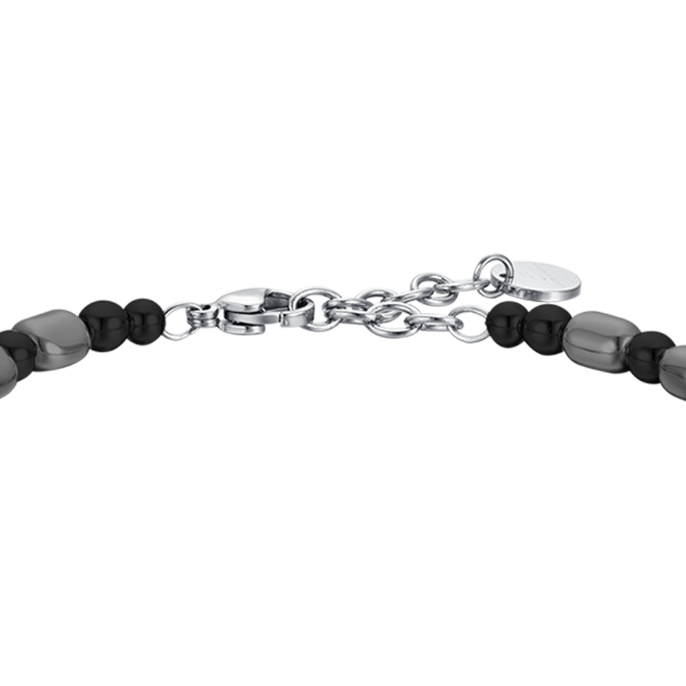 STEEL MEN'S BRACELET WITH IP GUN AND BLACK HEMATITE