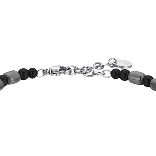 STEEL MEN'S BRACELET WITH IP GUN AND BLACK HEMATITE