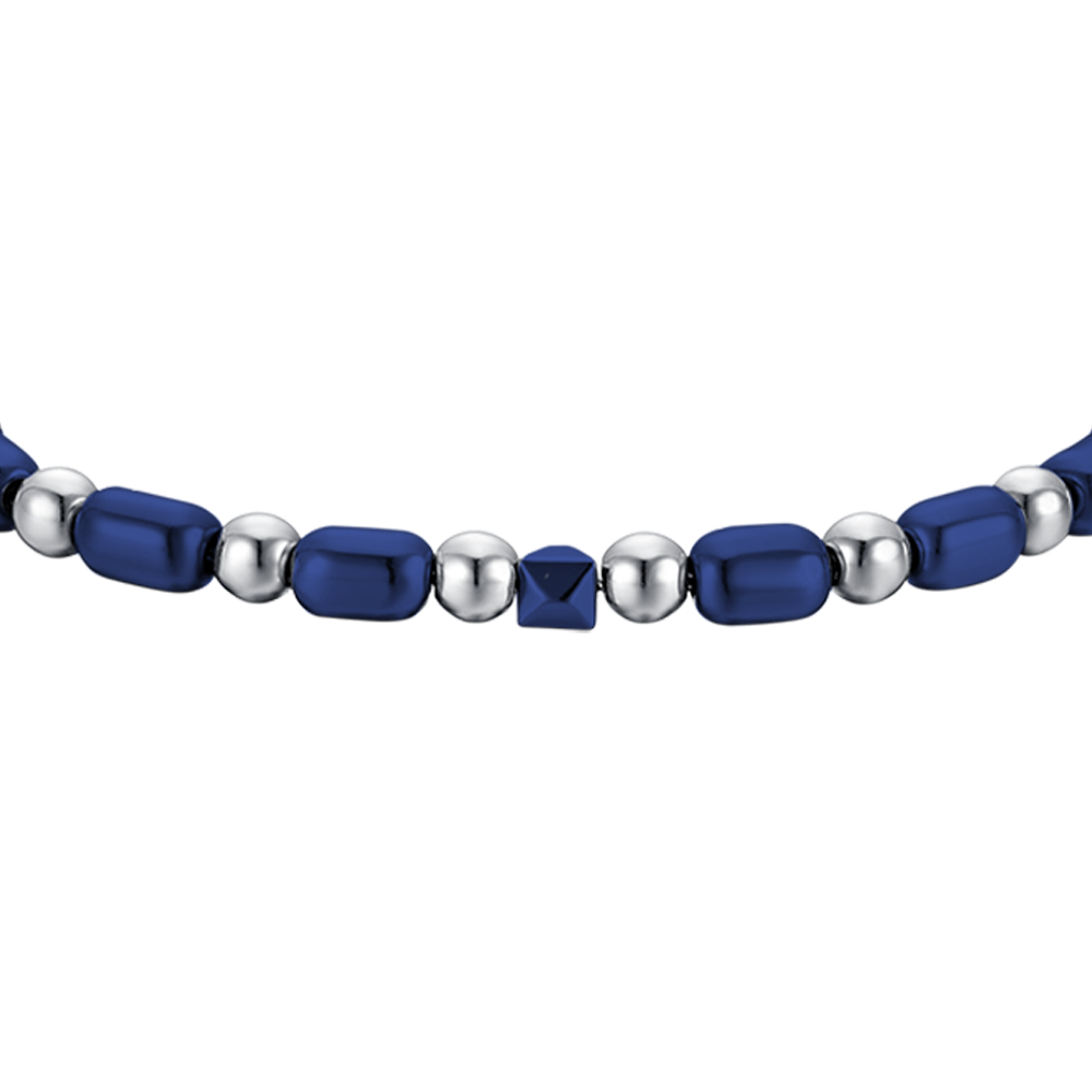 STEEL MEN'S BRACELET WITH BLUE HEMATITE