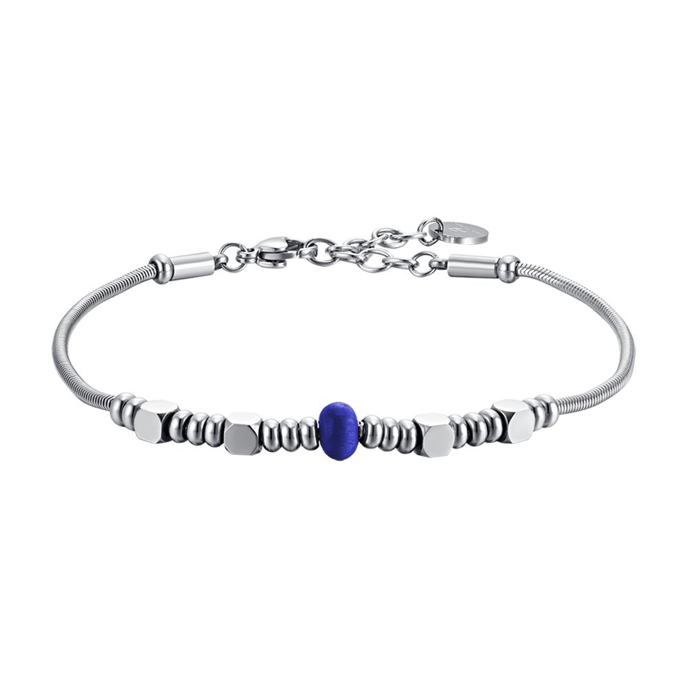 STEEL MEN'S BRACELET WITH BLUE STONE