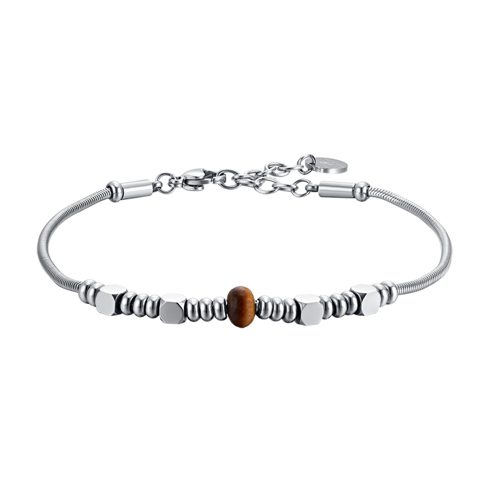 MEN'S STEEL BRACELET WITH TIGER'S EYE STONES Luca Barra