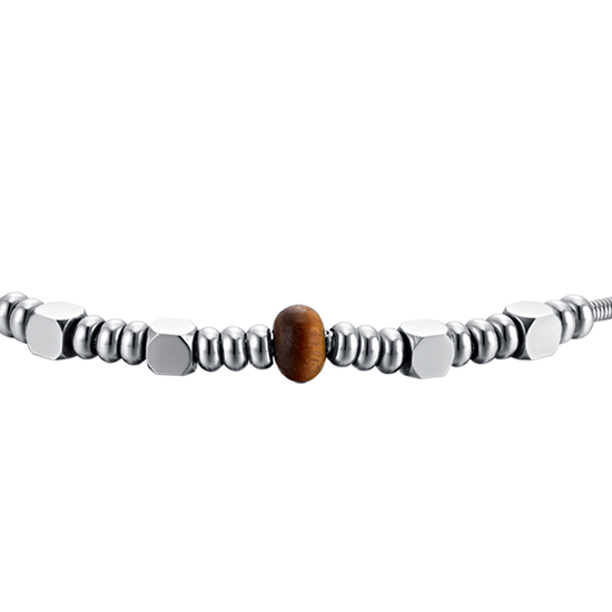 STEEL MEN'S BRACELET WITH TIGER EYE STONES