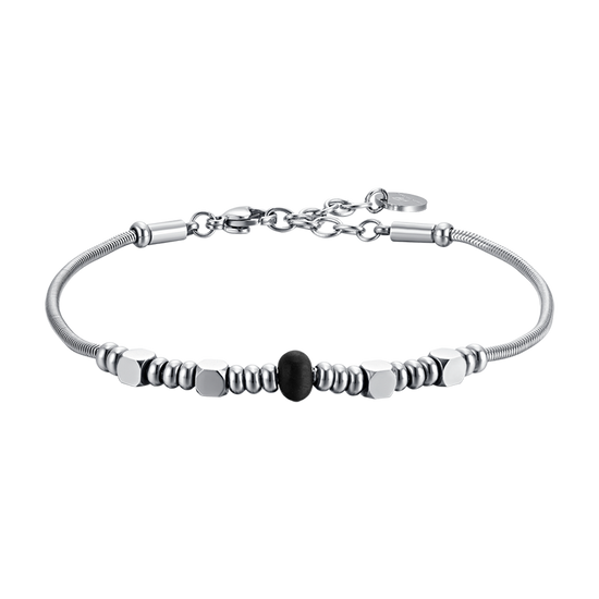 STEEL MEN'S BRACELET WITH BLACK AGATE