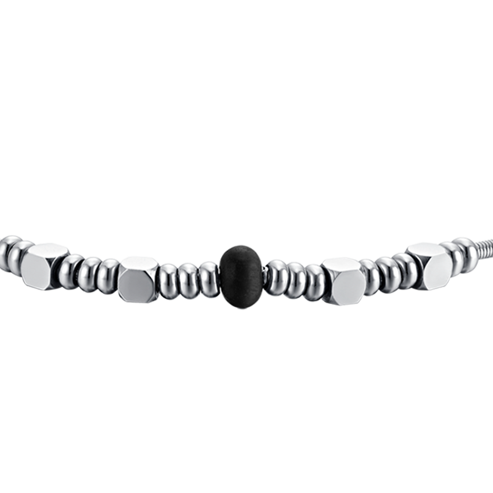 STEEL MEN'S BRACELET WITH BLACK AGATE