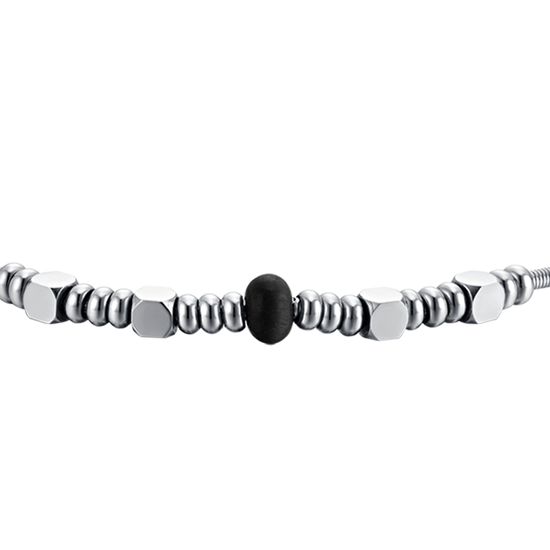 STEEL MEN'S BRACELET WITH BLACK AGATE