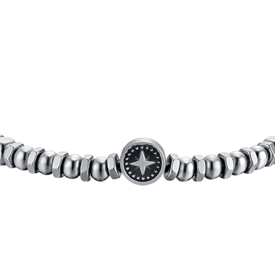 STEEL MEN'S BRACELET WITH COMPASS ROSE AND BLACK ENAMEL