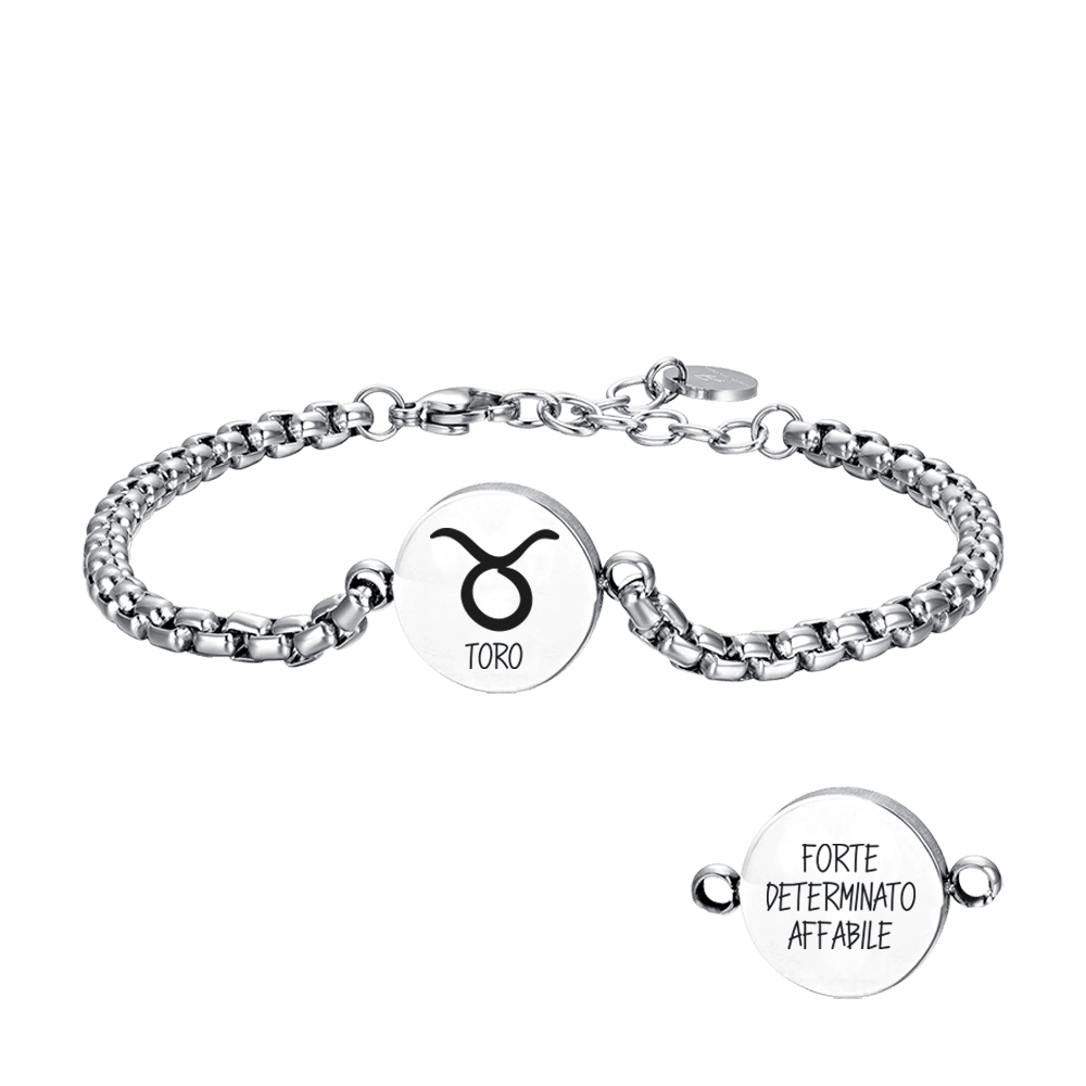 BULL ZODIAC SIGN STEEL PLATE MEN'S BRACELET