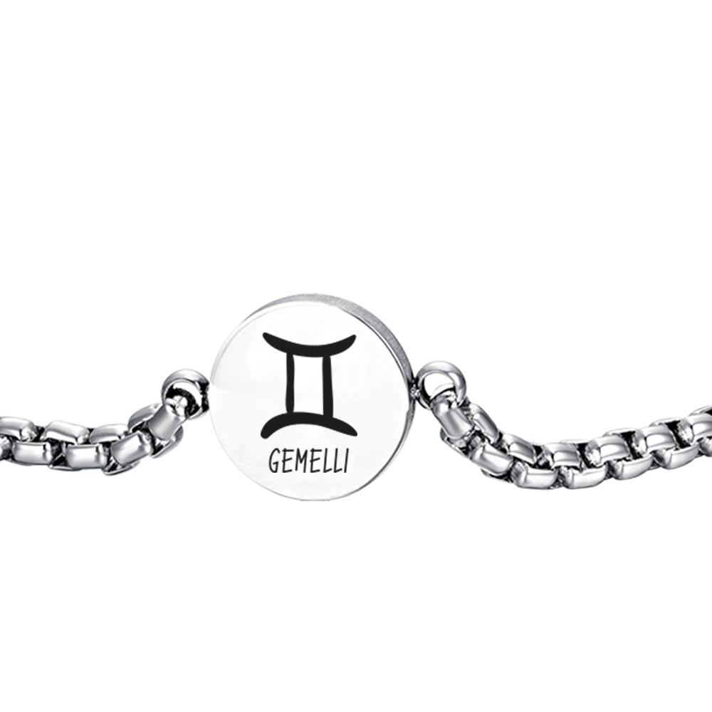 STEEL MEN'S BRACELET ZODIAC SIGN GEMINI PLATE