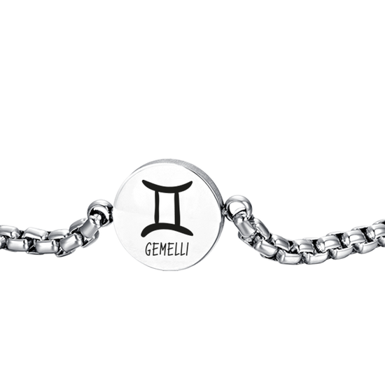 STEEL MEN'S BRACELET ZODIAC SIGN GEMINI PLATE